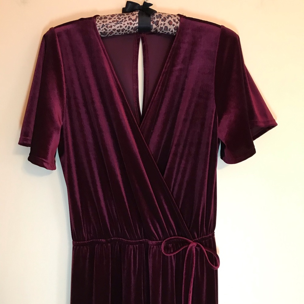 *SOLD* Wine Velvet Maxi Jumpsuit Size S